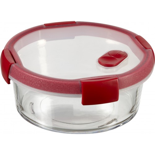 CURVER SMART COOK 0,6L Pojemnik okrągły szklany 16 x 7 cm transparentny/czerwony 00117-472