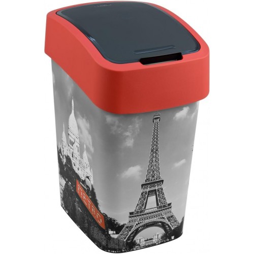 CURVER FLIP BIN PARIS 25L Kosz na śmieci 47 x 26 x 34 cm czerwony/szary 02171-P67