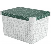 CURVER DECO STOCKHOLM L Pojemnik 39,5 x 29,5 x 24 cm zielone liście 04711-Y89