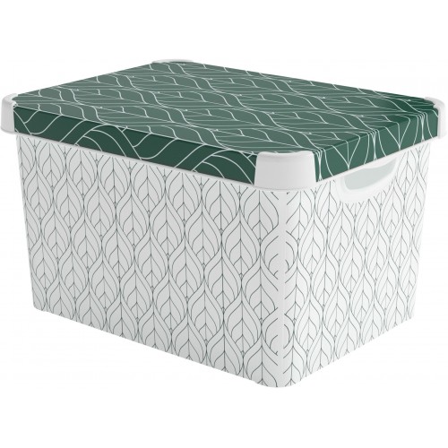 CURVER DECO STOCKHOLM L Pojemnik 39,5 x 29,5 x 24 cm zielone liście 04711-Y89