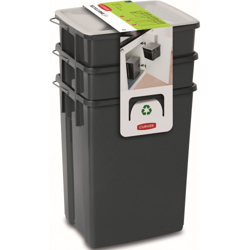 CURVER BIOBOX 2x10L+6L Zestaw pojemników na odpady czarny 08993-840