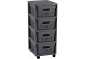 CURVER INFINITY 4x11L Komoda z szufladami 36 x 29,5 x 65,5cm kropki, ciemnoszara 04356-G43