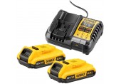 DeWALT XR 18 V Zawartość: 2× akumulator 2,0 Ah+szybka ładowarka DCB1104D2-QW