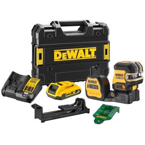 DeWALT DCE822D1G18 Samopoziomujący, zielony laser krzyżowy XR (18V/1x2,0Ah) Tstak