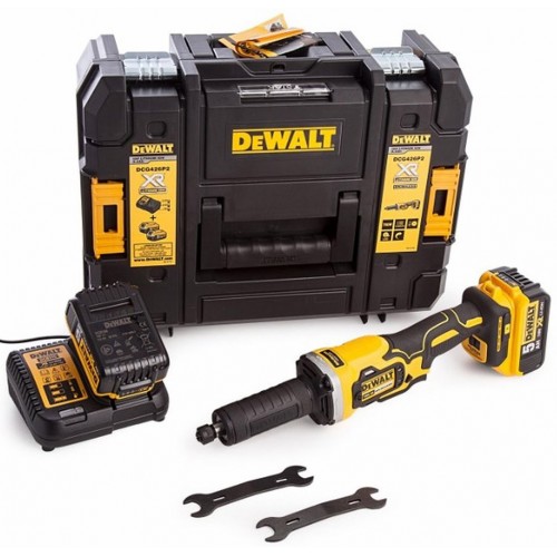 DeWALT DCG426P2 Aku Szlifierka prosta 6 mm XR 18V (2x5,0 Ah) Tstak