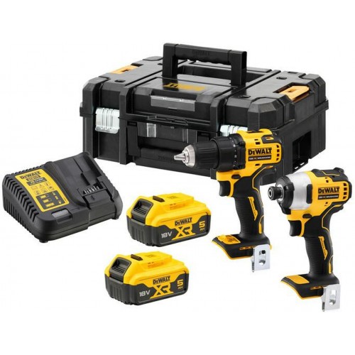 DeWALT DCK2061P2T Zestaw Combo DCD709 + DCF809 (18V, 2 x 5,0Ah) Walizka TSTAK