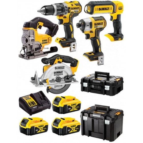 DeWALT DCK551P3T Zestaw Combo DCD796+DCF887+DCS391+DCS331+DCL050 (18V/3x5,0Ah)2xTstak