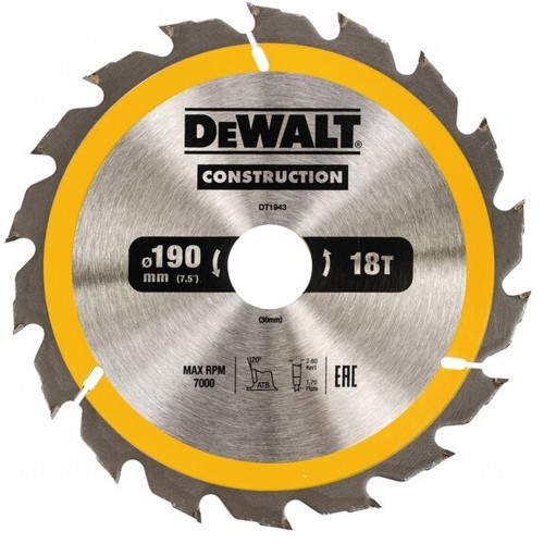 DeWALT DT1943 Tarcza tnąca 190 x 30 mm, 18 zębów