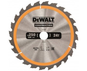DeWALT DT1956 CONSTRUCTION Tarcza do cięcia drewna 250 x 30 mm, 24 zęby