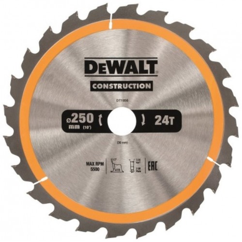 DeWALT DT1956 CONSTRUCTION Tarcza do cięcia drewna 250 x 30 mm, 24 zęby