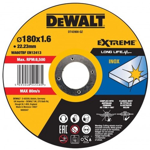 DeWALT DT43908 Stalowa tarcza tnąca, 180 x 1,6 x 22,2 mm