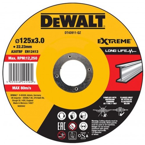 DeWALT DT43911 Tarcza do cięcia metalu 125x22,2 mm, wypukła