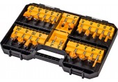 DeWALT DT90017-QZ Zestaw frezów HM do frezarki górnowrzecionowej, trzpień 8mm, 22szt
