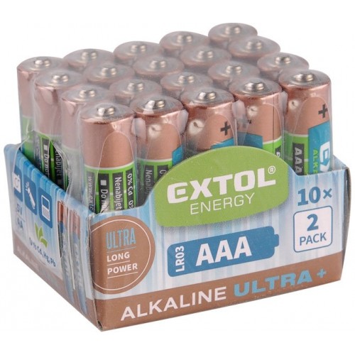 EXTOL Energy Alkaiczne baterie Ultra + AAA 1,5V, 20 szt. 42012