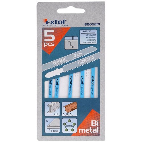 EXTOL PREMIUM Brzeszczoty do wyrzynarki, uchwyt: BOSCH, 5szt 8805201