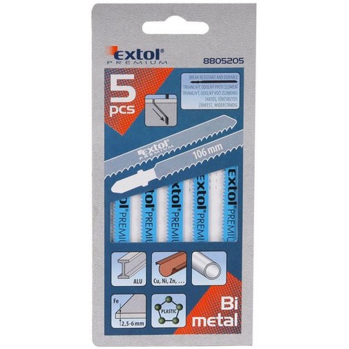 EXTOL PREMIUM Brzeszczoty do wyrzynarki, uchwyt: BOSCH, 5szt 8805205 EXTOL PREMIUM Brzeszczoty do wyrzynarki, uchwyt: BOSCH, 5szt 8805205