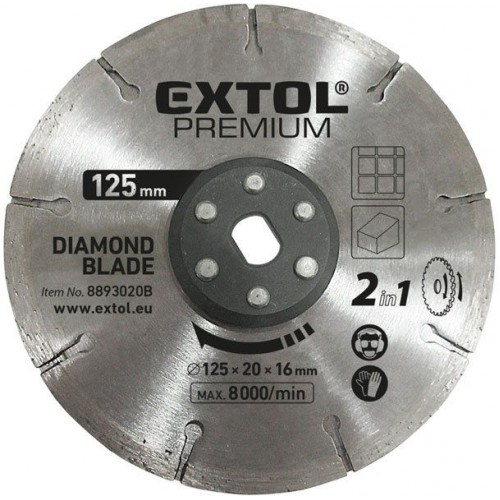 EXTOL PREMIUM Tarcza podwójna, diamentowa 125x20x16mm, 38T, 8893020B