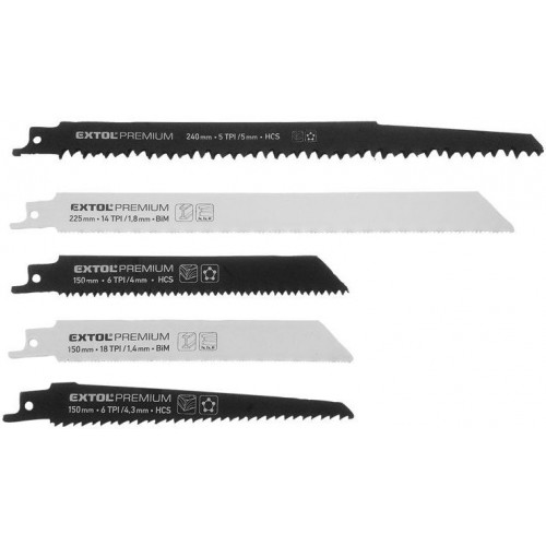 EXTOL PREMIUM Brzeszczoty do wyrzynarki 5szt, HCS, BIM 8806000 EXTOL PREMIUM Brzeszczoty do wyrzynarki 5szt, HCS, BIM 8806000