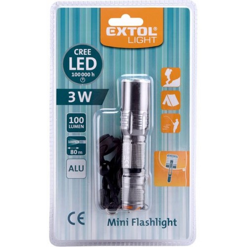 EXTOL LIGHT Latarka mini 100lm CREE XPE, - 43119 EXTOL LIGHT Latarka mini 100lm CREE XPE, - 43119