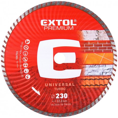 EXTOL PREMIUM Tarcza diamentowa do ciecia 230x22,2mm TURBO - 108755