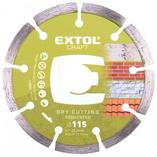 EXTOL CRAFT tarcza diamentowa 115x22, 2mm SEGMENTOWA - cięcie na sucho 108811