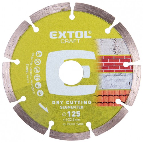 EXTOL CRAFT tarcza diamentowa 125x22, 2mm SEGMENTOWA - cięcie na sucho 108812