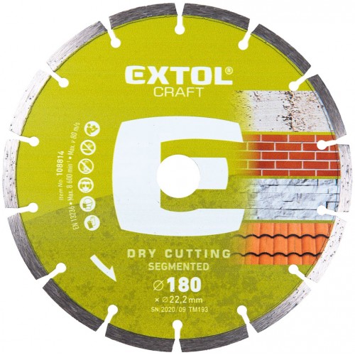 EXTOL CRAFT Tarcza diamentowa do ciecia 180x22,2mm Segmentowa - 108814