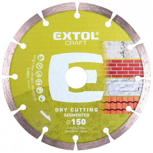 EXTOL CRAFT tarcza diamentowa 230x22, 2mm SEGMENTOWA - cięcie na sucho 108815