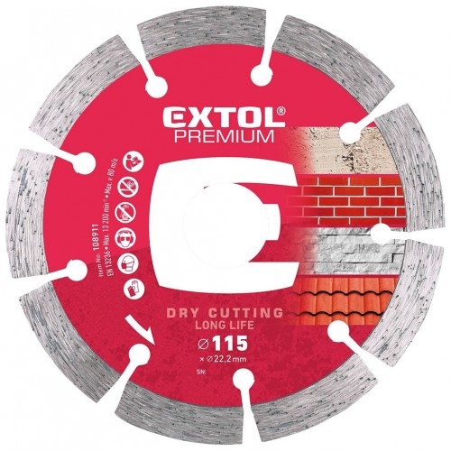 EXTOL PREMIUM tarcza diamentowa 115x22, 2mm SEGMENTOWY 108911