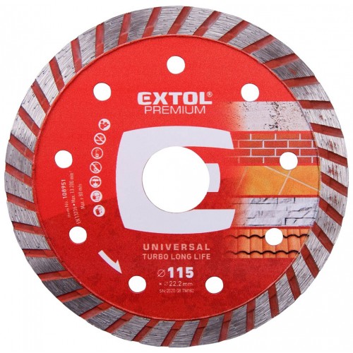 EXTOL PREMIUM tarcza diamentowa 115x22, 2mm - TURBO 108951