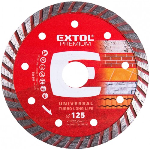 EXTOL PREMIUM Tarcza dysk diamentowy do ciecia 125x22,2mm - TURBO 108952