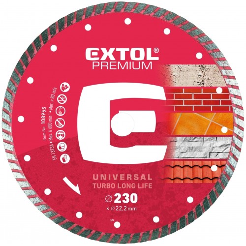 EXTOL PREMIUM Tarcza dysk diamentowy do ciecia 230x22,2mm - TURBO 108955