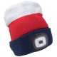 EXTOL LIGHT czapka z latarką czołową 45lm,ładowalna,USB,jasnobiała/czerwono/niebies 43450