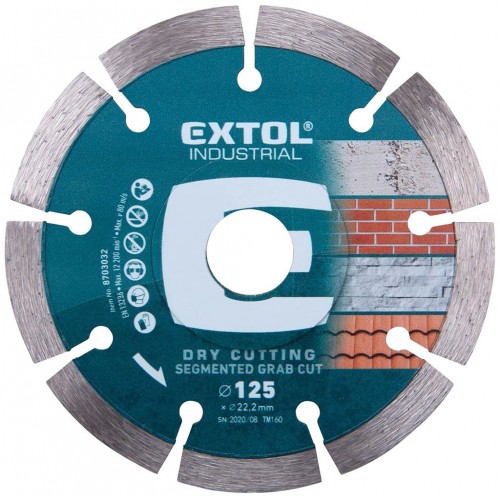 EXTOL INDUSTRIAL Tarcza diamentowa segmentowa do cięcia na sucho GRAB CUT 125x22,2mm, 8703