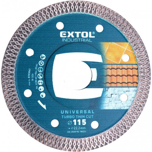 EXTOL INDUSTRIAL Tarcza diamentowa do cięcia 115x1,2x22,2mm TURBO THIN CUT, 8703041