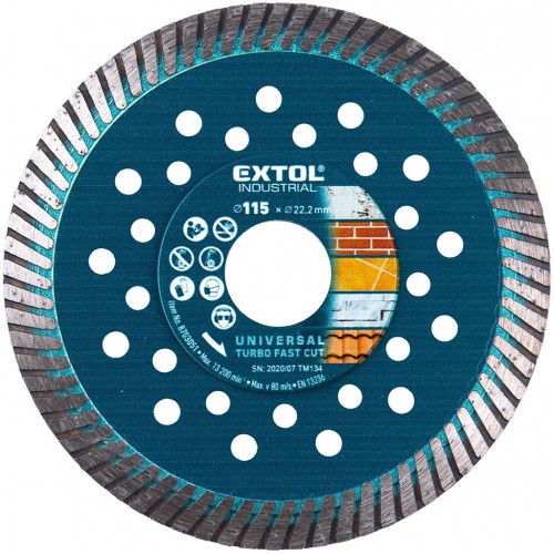 EXTOL INDUSTRIAL Tarcza diamentowa do cięcia 115x22,2mm TURBO FAST CUT 8703051