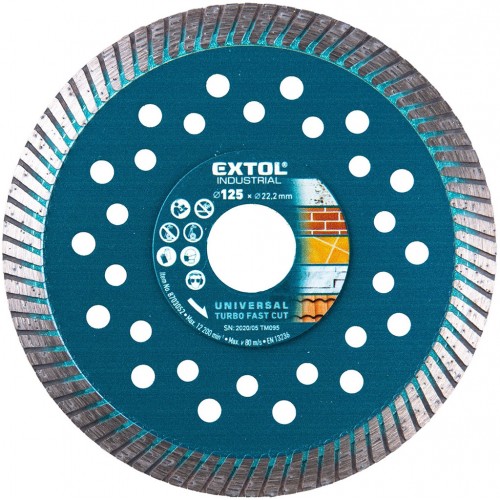 EXTOL INDUSTRIAL Tarcza diamentowa do cięcia 125x22,2mm TURBO FAST CUT 8703052