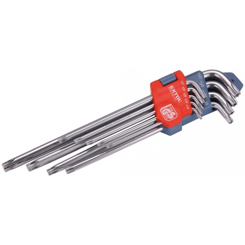 EXTOL PREMIUM Zestaw kluczy TORX przedłużoneL-klucze, 9szt, 8819412