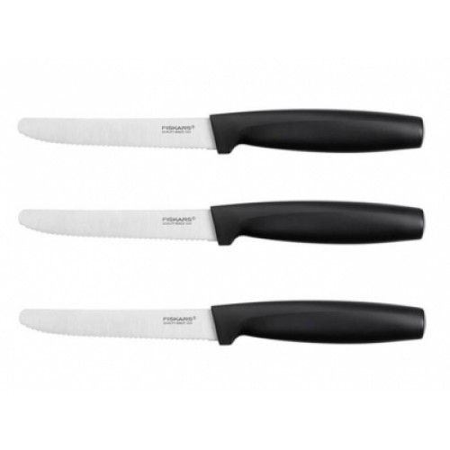 Fiskars Functional Form Zestaw noży ząbkowanych 3 szt, czarny 1014279 Fiskars Functional Form Zestaw noży ząbkowanych 3 szt, czarny 1014279
