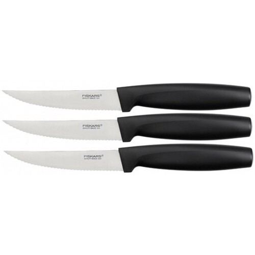 Fiskars Functional Form Zestaw noży ząbkowanych do steaków 3 szt, czarny 1014280