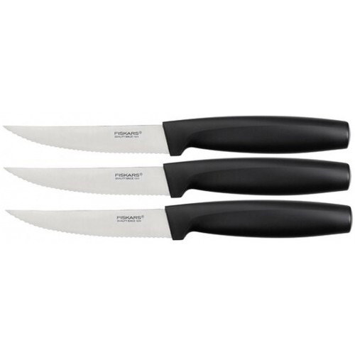 Fiskars Functional Form Zestaw noży ząbkowanych do steaków 3 szt, czarny 1014280 Fiskars Functional Form Zestaw noży ząbkowanych do steaków 3 szt, czarny 1014280