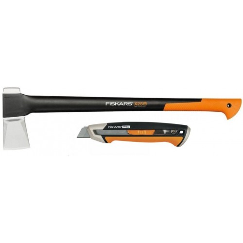 Fiskars Zestaw siekiera rozłupująca X25 + nóż uniwesalny CarbonMax 1057915