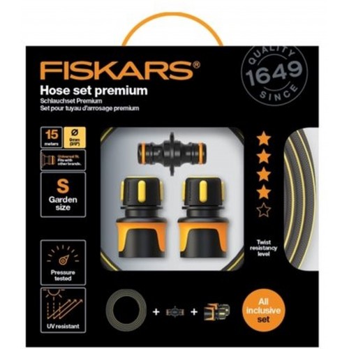 FISKARS Zestaw z wężem ogrodowym Premium, 9 mm (3/8”), 15 m – Q4 1027101