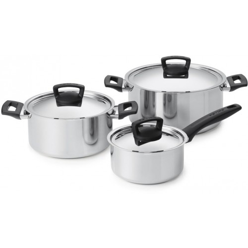 FISKARS Zestaw 3 garnków z pokrywkami 855390