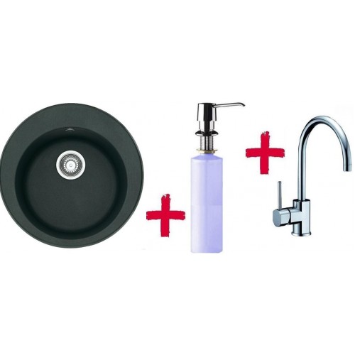 FRANKE SET G32 Zlewozmywak ROG 610 grafitowy + bateria Galley + dozownik, 114.0283.291