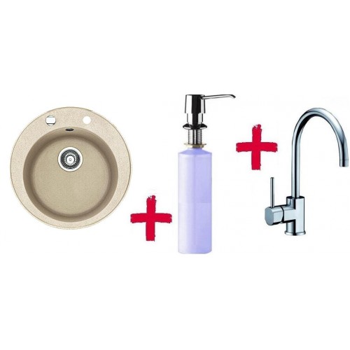 FRANKE SET G32 Zlewozmywak ROG 610 bezowy + bateria Galley + dozownik, 114.0283.295