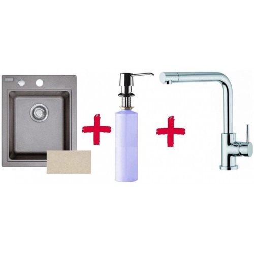 Franke SET G33 Zlewozmywak KSG 218 orzechowy + bateria Samoa + dozownik, 114.0283.307