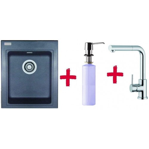 Franke SET G34 Zlewozmywak KSG 218 grafitowy + bateria FN 0147 + dozownik, 114.0283.312