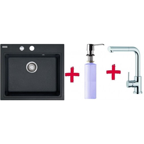 Franke SET G36 Zlewozmywak KSG 238 grafitowy + bateria FN 0147 + dozownik, 114.0283.330