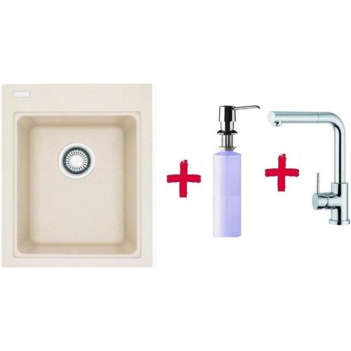 Franke SET G34 Zlewozmywak KSG 218 orzechowy + bateria FN 0147 + dozownik, 114.0283.317